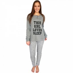 Pijamale Dama Snelly L'Originale Model 'This Girl Loves Sleep' Gray