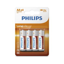 Philips R6L4B/10 - 4 buc. baterii zinc clorură AA LONGLIFE 1,5V 900mAh