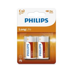 Philips R14L2B/10 - 2 buc Baterie zinc-clorură C LONGLIFE 1,5V 2800mAh
