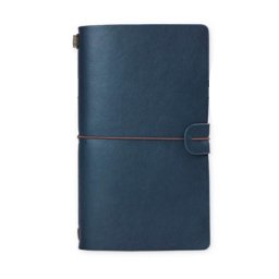 Agenda Notebook Vintage A6 de calatorie cu coperta din Piele ecologica Albastru