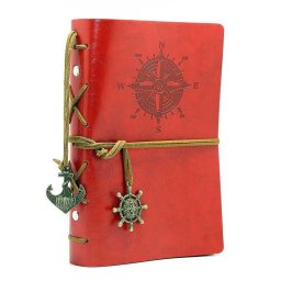 Agenda Notebook Rosu Vintage de calatorie cu coperta din Piele Ecologica