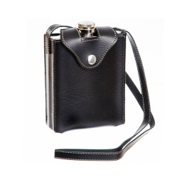 Plosca Metalica In Husa Neagra De Piele