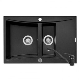Set Pyramis chiuveta SOFTLINE 1 1/2B 1D si baterie MINUET Black