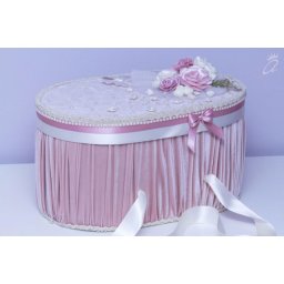 Cutie trusou botez ovala din catifea colorata A2