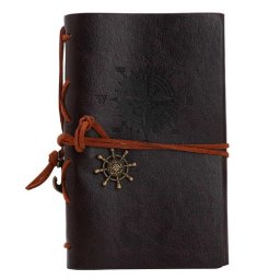 Agenda Notebook Vintage de calatorie cu coperta din Piele Ecologica Maro