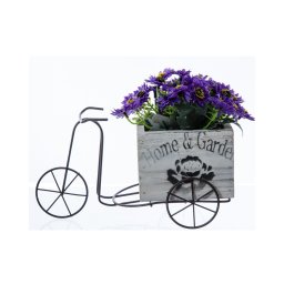 Bicicleta Din Metal Cu Suport Ghiveci Din Lemn