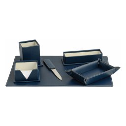 Set accesorii birou lux Base blu 5 piese 48x32cm