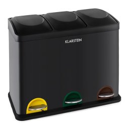 Klarstein Ökosystemcoș de gunoi cupedala 45L (3X15L) BLACK (KG11-Ökosystem-B)