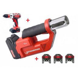 Pachet Rothenberger ROMAX Compact TT + 3 falci de presare SV15-22-28 + Bormasina cu acumulator , cod 1000002287