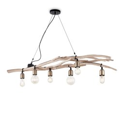 Suspensie Driftwood Sp6 180922, 6xE27, L:140 cm, lemn natur