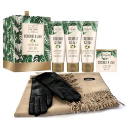 Luxurious Gift Esarfa Casmir, Manusi Piele naturala Cosmetice Coconut Lime Scottish Fine Soaps - personalizabil