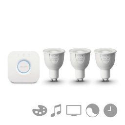Philips - Set HUE Starter Kit RGB 6.5W alb-cald GU10 (3 becuri + 1 bridge)