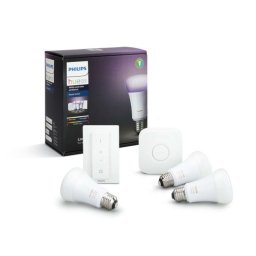Philips - Set becuri HUE RGB 10W A60 E27 (3 becuri + 1 bridge + 1 dimmer)