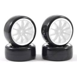 Set roti drift automodele - Anvelope drift jante albe cu 10 spite