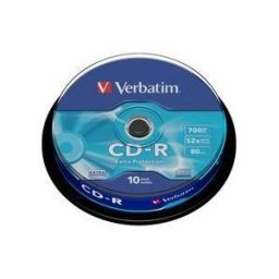 Blank Cd-R Verbatim Datalife 52x 700mb 10pk Spindle Extra Protection "43437