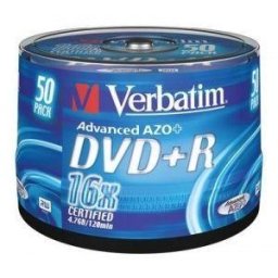 Blank Dvd+R Verbatim Sl 16x 4.7gb 50pk Spindle Matt Silver "43550