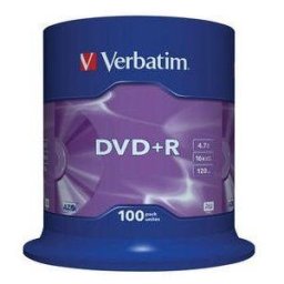Blank Dvd+R Verbatim Sl 16x 4.7gb 100pk Spindle Matt Silver "43551