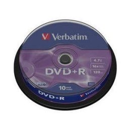 Blank Dvd+R Verbatim Sl 16x 4.7gb 10pk Spindle Matt Silver "43498