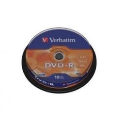 Blank Dvd-R Verbatim Sl 16x 4.7gb 10pk Spindle Matt Silver "43523