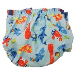 Scutec inot refolosibil ajustabil 3-30 luni AquaNappy Sea Friends Cyan