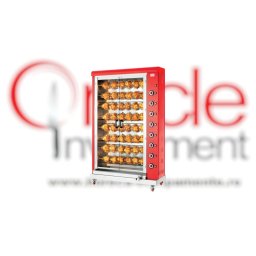 Rotisor electric roșu, 8 țepușe, 48 pui CB Italia