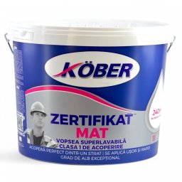 Vopsea superlavabila, Kober Zertifikat Mat, 15 litri, Alb Mat,