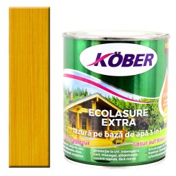 Lac colorat lemn, pe baza de apa, Kober Ecolasure Stejar Deschis, 10 l, lazura groasa pe baza de apa,