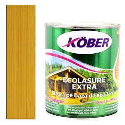 Lac colorat lemn, pe baza de apa, Kober Ecolasure Extra, Teak, 10 l, lazura groasa pe baza de apa,