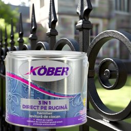 Vopsea antirugina, tip lovitura de ciocan, Negru, 10 litri, Hammer Kober,