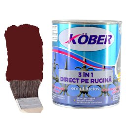 Vopsea antirugina, tip lucios, Rosu Vin, RAL 3005, 10 litri, 3 in 1 Kober,