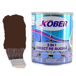 Vopsea antirugina, tip lucios, Brun, RAL 8017, 10 litri, 3 in 1 Kober,