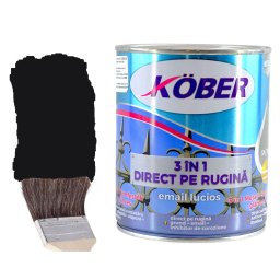 Vopsea antirugina, tip lucios, Negru, 10 litri, 3 in 1 Kober,