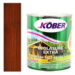 Lac colorat lemn, pe baza de apa, Kober Ecolasure Extra, Castana, 10 l, lazura groasa pe baza de apa,
