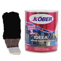 Vopsea superlucioasa, Kober Ideea, Negru, 10 litri, uscare 3 ore,