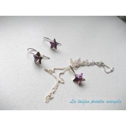 Set cercei şi pandantiv din argint cu Cristale Swarovski Fancy Star Vitrail Light