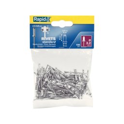 Nit Rapid standard din aluminiu 3,2 8 mm pentru tabla, reparatii auto si decoratiuni, grosime 2-4 mm, 100 bucati 5000377