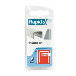 Capse Rapid 53 6 mm Standard galvanizate din sarma subtire pentru textile, etichetare si decoratiuni, blister 1080 bucati 40109560