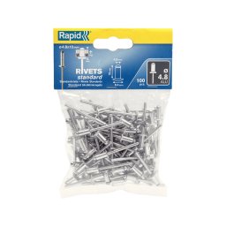 Nit Rapid standard din aluminiu 4,8 10 mm pentru tabla, reparatii auto si decoratiuni, grosime 4-7 mm, 100 bucati 5000380