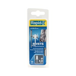 Nit Rapid High Performance din aluminiu 4,8 10 mm pentru materiale expuse, tabla si signalistica, grosime 4-7 mm, burghiu HSS inclus, 50 bucati 5000387