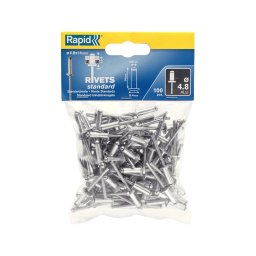 Nit Rapid standard din aluminiu 4,8 14 mm pentru tabla, reparatii auto si decoratiuni, grosime 8-11 mm, 100 bucati 5000381
