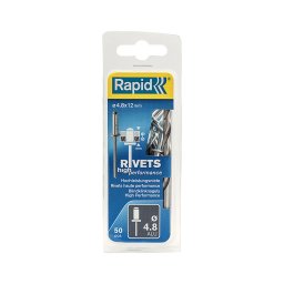 Nit Rapid High Performance din aluminiu 4,8 12 mm pentru materiale expuse, tabla si signalistica, grosime 6-9 mm, burghiu HSS inclus, 50 bucati 5000388
