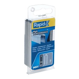 Capse cablu Rapid 7 14 mm semirotunde galvanizate pentru cabluri TV, internet, telefon, audio si alarma O6 mm, compatibile R36 si RPC7, cutie FSC 960 bucati 40109524