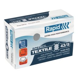 Capse Rapid 43 8 SuperStrong zincate pentru capsator cleste K1 Textile, 10000 bucati 24872300