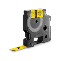 Etichete din vinil DYMO Rhino ID1 12 mm negru pe galben pentru avertizari si zone de risc 18432