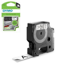 Etichete din poliester DYMO LabelManager 19 mm negru pe alb pentru active si echipamente, ambalaj blister S0718070