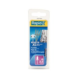Nit Rapid XL cu cap larg din aluminiu 3,2 8 mm pentru materiale moi si fragile, grosime 2-4 mm, burghiu HSS inclus, 50 bucati 5000659