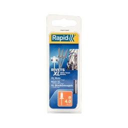 Nit Rapid XL cu cap larg din aluminiu 4,0 16 mm pentru materiale moi si fragile, grosime 9-12 mm, burghiu HSS inclus, 40 bucati 5000662