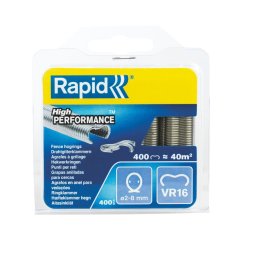 Capse gard Rapid VR16 galvanizate pentru montaj garduri, plase sudate, voliere si custi pentru animale, compatibile FP216 si FP20, 400 bucati 40108796