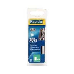 Piulite nit tubulare Rapid M4 cu filet interior, otel cromat, burghiu HSS inclus, pentru HVAC, tablouri electrice si mobilier metalic, 20 bucati 5000671