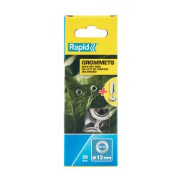 Ocheti Rapid din otel cromat O23 12 mm, inele de intarire pentru textile, prelate si piele, sistem de fixare inclus, 25 bucati 5000413